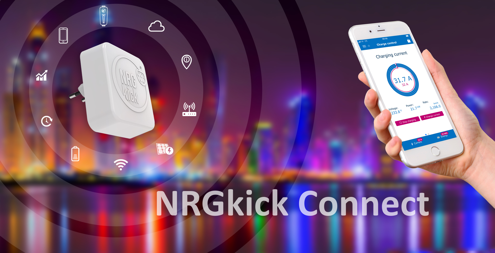 NRGKICK - Borne de recharge mobile connectée - Adaptateurs aux choix - Type  2 - 2,3 à 22kW - 5m / 7,5m / 10m - Bornes mobiles - Carplug